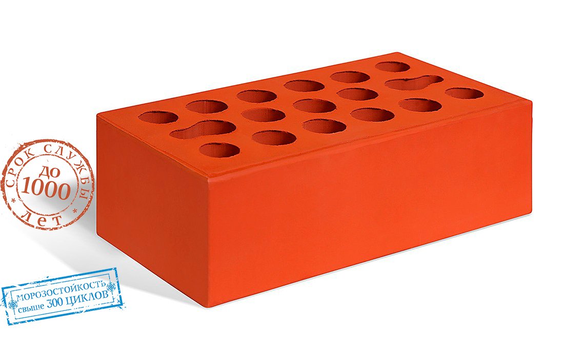 Облицовочный пустотелый, М-150,120x250x88, красный, Керма